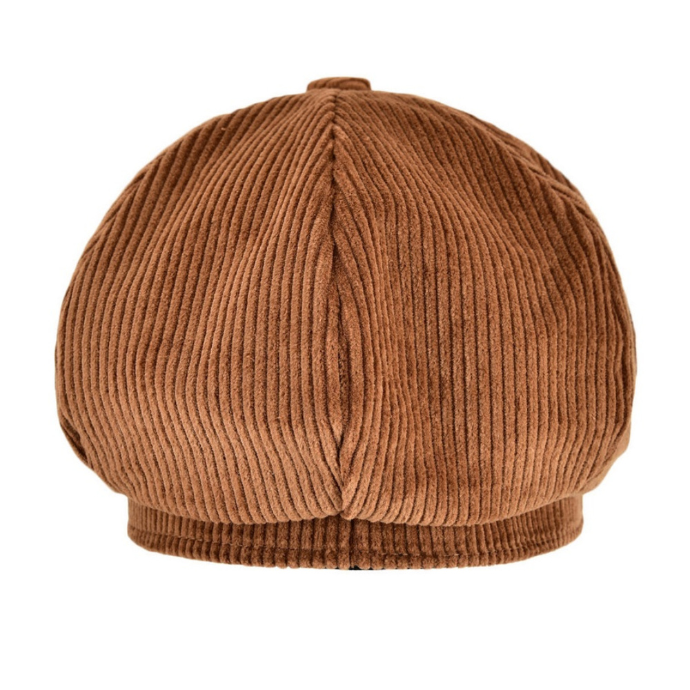 Corduroy Camel Brown Rust Unisex Camel Brown Newsboy Baseball Hat Cap with Bill - Picture 3 of 6